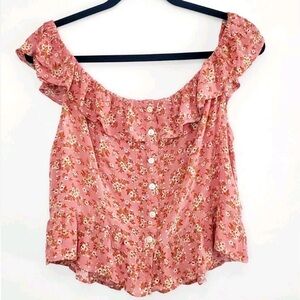American Eagle Outfitters Pink Patterned Blouse
